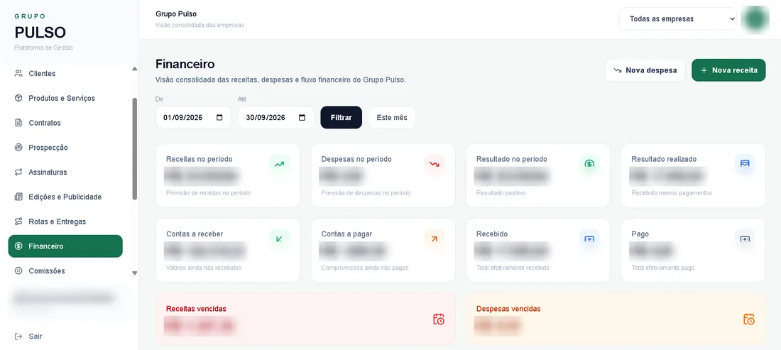 Tela do financeiro